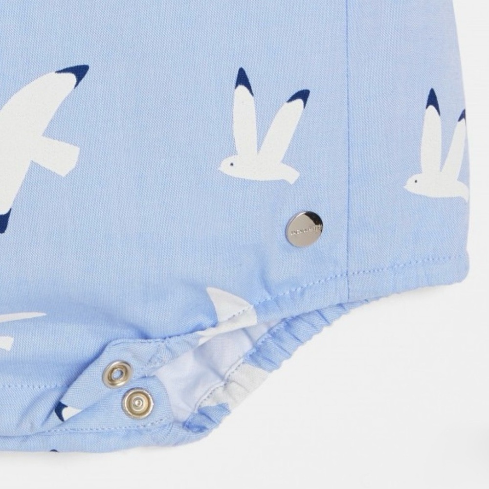 Jacadi Boys Light Blue Seagull Print Bubble Romper - Size 3M - Picture 16 of 16